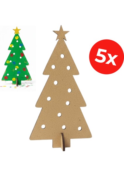 Yeni Yıl Temalı Ahşap Çam Ağacı Boyama Kiti – El Becerisi Geliştirici