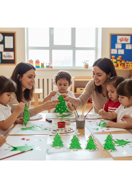 Yeni Yıl Temalı Ahşap Çam Ağacı Boyama Kiti – El Becerisi Geliştirici modelleri