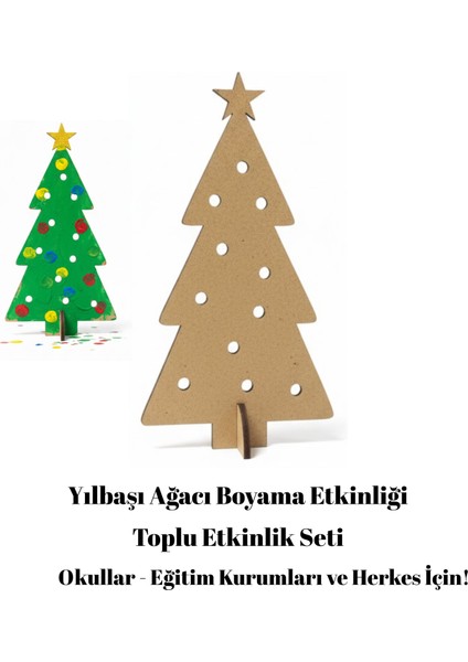 Yeni Yıl Temalı Ahşap Çam Ağacı Boyama Kiti – El Becerisi Geliştirici fırsatları