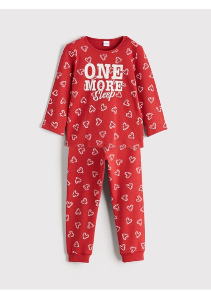 Özmarka Yeni Sezon Bisiklet Yaka Baskılı Kız Çocuk Pijama Takımı