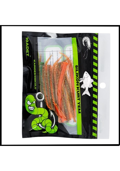 Uyguna-Yakala 1g 70MM -10 Adet silikon Kurt Yem - Karides Kokulu- Fluo KAPLANI-1074-FLU