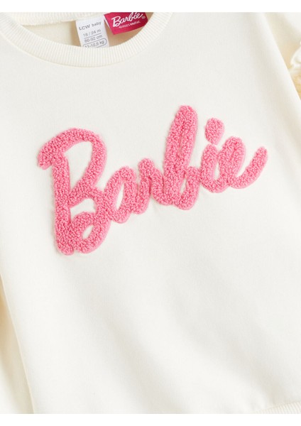 Yeni Sezon Bisiklet Yaka Barbie Baskılı Kız Bebek Sweatshirt ve Tayt 2'li Takım modelleri