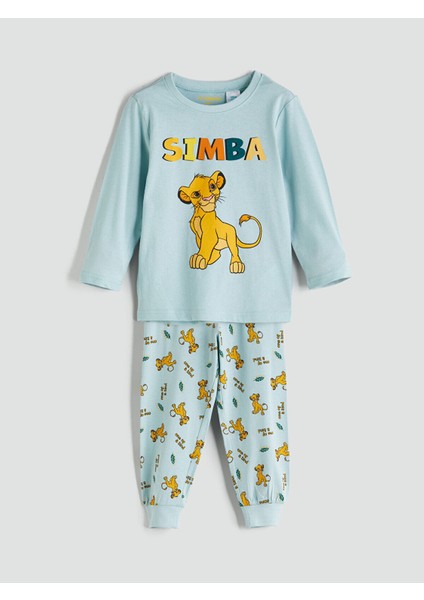 Bisiklet Yaka Simba Baskılı Erkek Çocuk Pijama Takımı