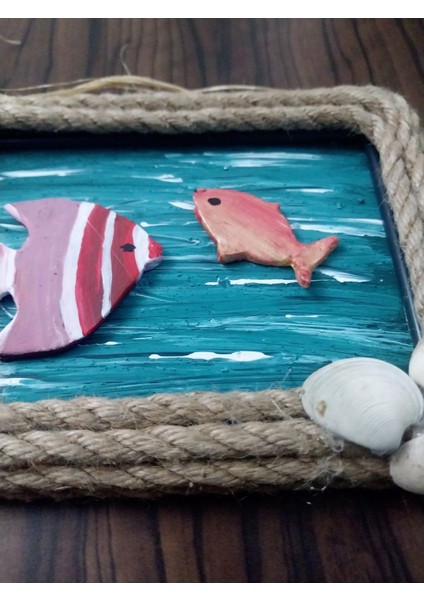 Dekoratif Çerçeve Duvar Salon Süsü Hediyelik Deniz Balık Figürlü fiyatları