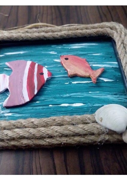 Dekoratif Çerçeve Duvar Salon Süsü Hediyelik Deniz Balık Figürlü modelleri