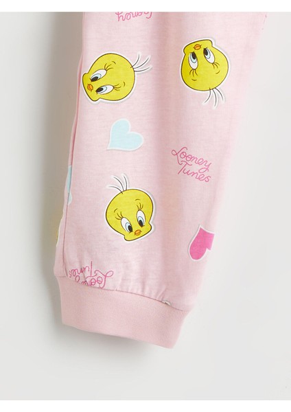 Bisiklet Yaka Tweety Baskılı Kız Çocuk Pijama