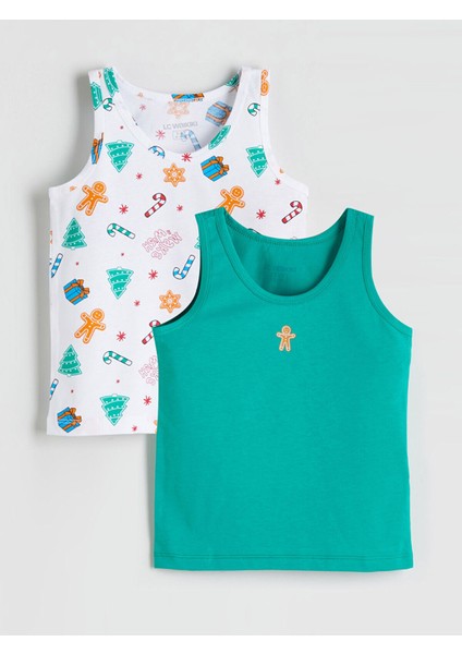 Artı Yeni Sezon Bisiklet Yaka Baskılı Erkek Çocuk Atlet 2'li