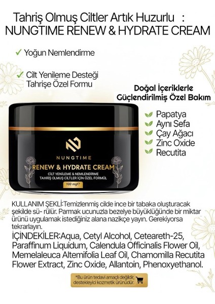 Renew&hydrate Cream Tahriş Olmuş Ciltler Için Yardımcı 100 Mg