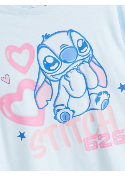 Bisiklet Yaka Stitch Baskılı Kız Çocuk Pijama Takımı modelleri