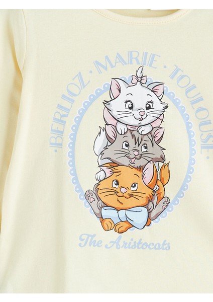 Bisiklet Yaka Aristocats Baskılı Kız Çocuk Pijama