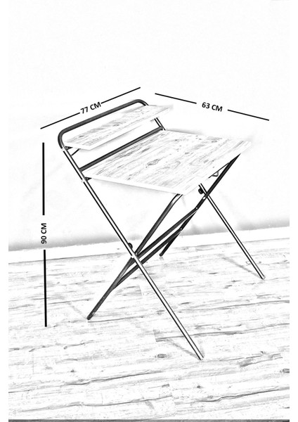 Lich Profold™ Katlanır Laptop ve Çalışma Masası | Atlantik Çam Desenli Raflı Çok Amaçlı Masa | Çizim – Ofis – Öğrenci