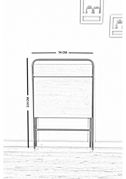 Lich Profold™ Katlanır Laptop ve Çalışma Masası | Atlantik Çam Desenli Raflı Çok Amaçlı Masa | Çizim – Ofis – Öğrenci