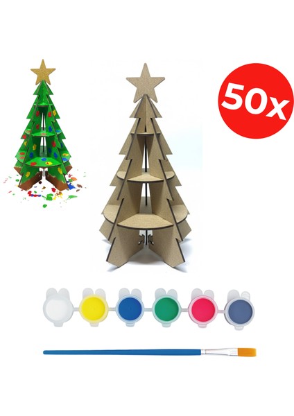 Yılbaşı Çam Ağacı Ahşap Montaj Kiti – Kreatif Tasarım Etkinliği