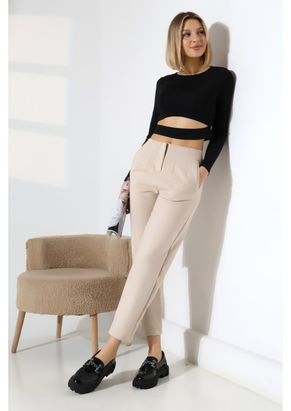 Kadın Pensli Süet Pantolon/Havuç Paça Yumuşak Dokulu Pantolon indirimleri