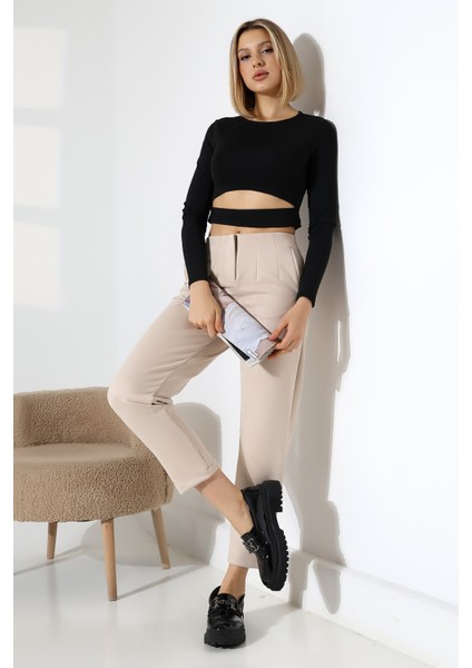 Kadın Pensli Süet Pantolon/Havuç Paça Yumuşak Dokulu Pantolon