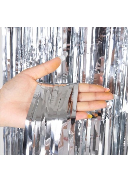 Parti Kapı Perdesi Gümüş Renk 90X200 cm