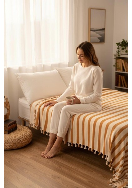 %100 Pamuk Çift Kişilik Püsküllü Pike, Yatak Örtüsü 200X320CM indirimleri