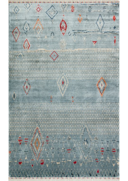 Milas 15 Aqua Multy Uşaklı Kadınların Yoğun El Emeği ile Dokuduğu %100 Doğal Tencel Tezgah Halısı