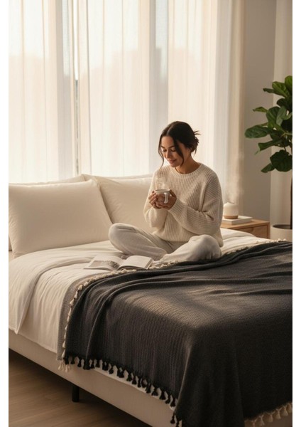 %100 Pamuk Çift Kişilik Püsküllü Pike, Yatak Örtüsü 130X180CM indirimleri