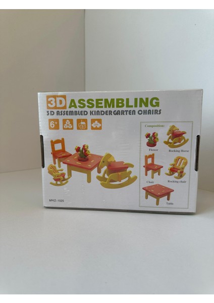 Ahşap 3D Puzzle – Yemek Masası Grubu (Çocuk) | Eğitici Aktivite Oyuncağı