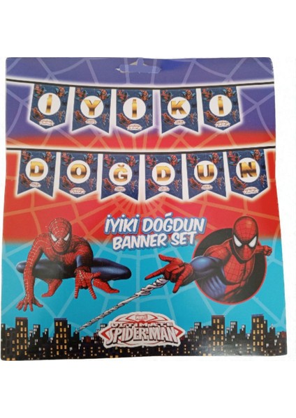 Ceresshop Örümcekadam Temalı Iyiki Doğdun Banner Flama Yazı