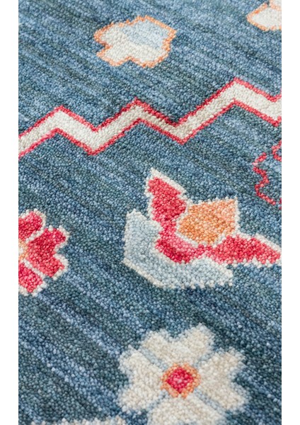 Milas 17 Navy Multy Uşaklı Kadınların Yoğun El Emeği ile Dokuduğu %100 Doğal Tencel Tezgah Halısı fırsatları