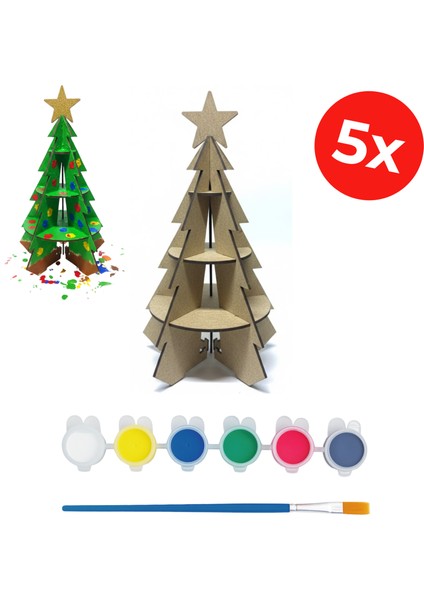 Ahşap Yeni Yıl Ağacı Tasarla Kiti – Eğitici El Becerisi Seti