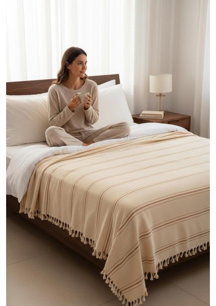 %100 Pamuk Çift Kişilik Püsküllü Pike, Yatak Örtüsü 200X320CM modelleri