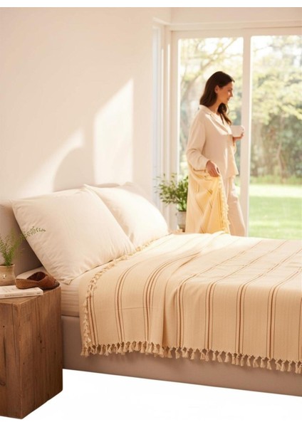%100 Pamuk Çift Kişilik Püsküllü Pike, Yatak Örtüsü 200X320CM fırsatları