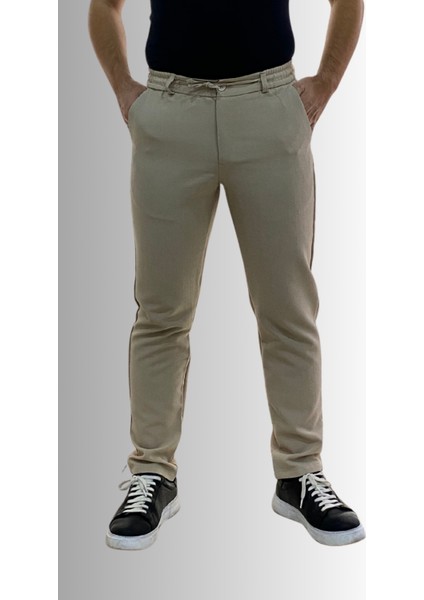 Jagger Erkek Pantolon Likralı Bağcık Detaylı Klasik Erkek Jogger Kumaş Pantolon