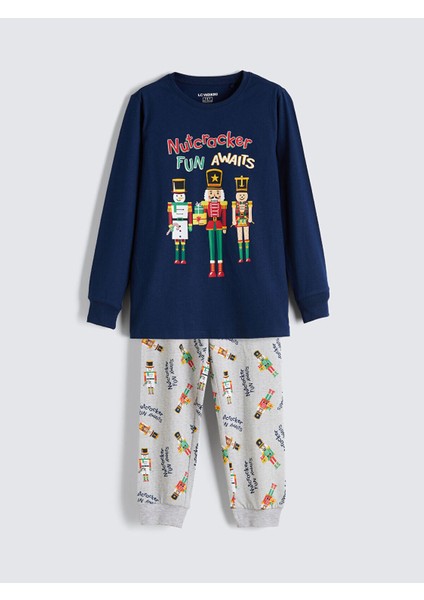 Peak Yeni Sezon Bisiklet Yaka Baskılı Erkek Çocuk Pijama Takım