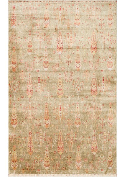 Milas 08 Green Autumn Uşaklı Kadınların Yoğun El Emeği ile Dokuduğu %100 Doğal Tencel Tezgah Halısı