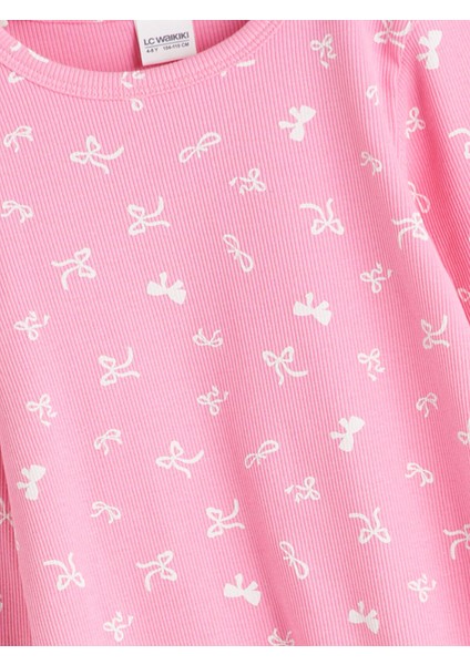 Izr Yeni Sezon Bisiklet Yaka Fiyonk Baskılı Kız Çocuk Pijama Takımı modelleri