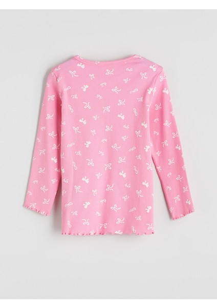 Izr Yeni Sezon Bisiklet Yaka Fiyonk Baskılı Kız Çocuk Pijama Takımı fırsatları