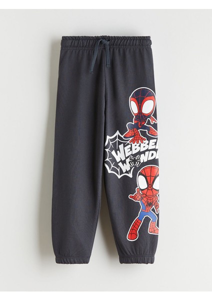 Beli Lastikli Spider-Man Baskılı Erkek Çocuk Jogger Eşofman Altı