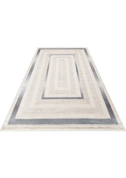 Kotor 13 Cream Blue Sık Dokuma Bambu ile Üretilen Modern ve Sade Salon, Oturma Odası Halısı