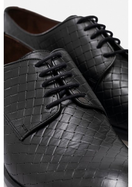 Ayakkabı Siyah Örgü Hasır Desenli Hakiki Deri El Yapımı Klasik Erkek Ayakkabı fırsatları