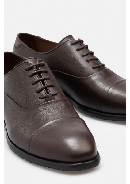 Ayakkabı Kahverengi Hakiki Deri El Yapımı Cap Toe Çift Dokulu Klasik Erkek Ayakkabı fırsatları