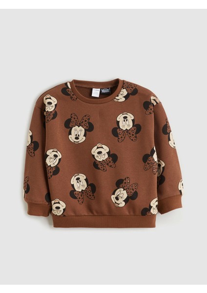 Bisiklet Yaka Minnie Mouse Baskılı Kız Çocuk Sweatshirt ve Tayt fiyatları