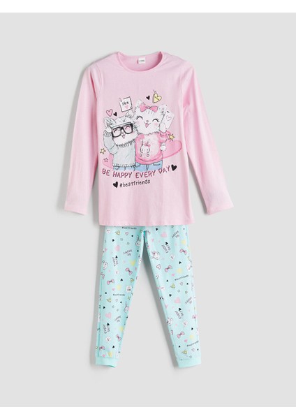 Yeni Sezon Bisiklet Yaka Kiz Cocuk Pijama Takimi - W52649Z4