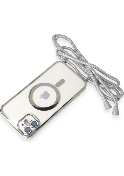 MYT09 iPhone 11 Kılıf Divo Lazer Askılı Magsafe Kapak - Gümüş indirimleri
