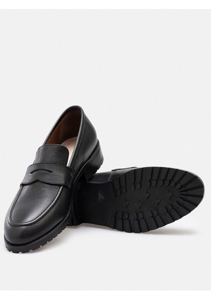 Ayakkabı Siyah Hakiki Floater Deri El Yapımı Kalın Tabanlı Erkek Penny Loafer Makosen fiyatları