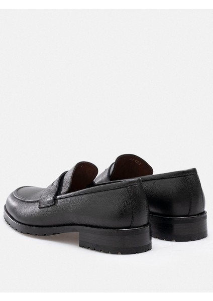 Ayakkabı Siyah Hakiki Floater Deri El Yapımı Kalın Tabanlı Erkek Penny Loafer Makosen indirimleri
