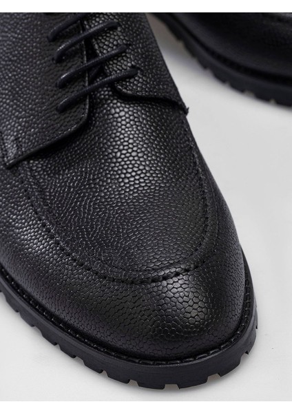 Ayakkabı Siyah Hakiki Floater Deri El Yapımı Tırtıklı Yıldız Taban Moc Toe Erkek Ayakkabı fırsatları