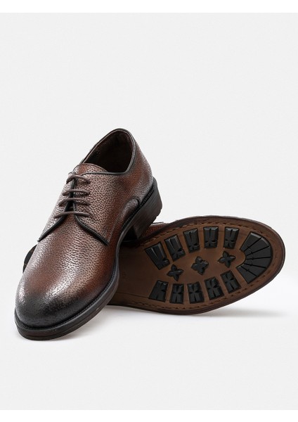 Ayakkabı Kahverengi Hakiki Floater Deri El Yapımı Kaymaz Kontrast Tabanlı Derby Erkek Ayakkabı fiyatları