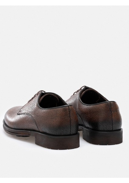 Ayakkabı Kahverengi Hakiki Floater Deri El Yapımı Kaymaz Kontrast Tabanlı Derby Erkek Ayakkabı indirimleri