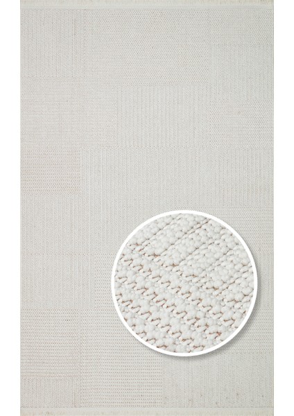 Ohrid 11 White Bukle Dokuma Yapısında Hav Toz Vermeyen Yumuşak Koridor, Salon, Mutfak Halısı