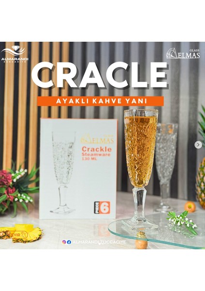 Cracle 6 Adet Ayaklı Kahve Yanı Bardak 130 ml