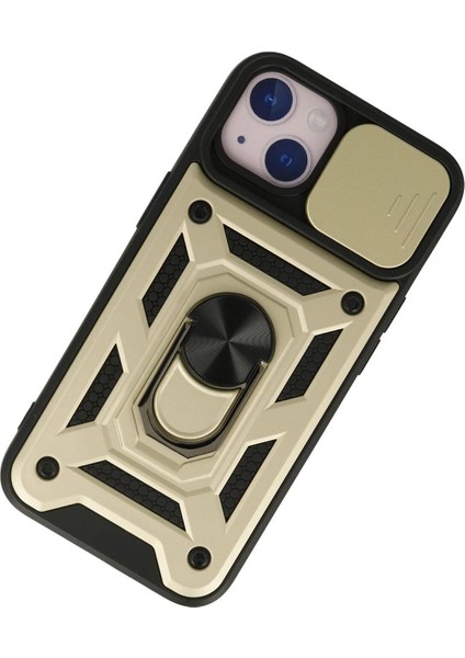 MYT09 iPhone 13 Kılıf Pars Lens Yüzüklü Silikon - Gold modelleri