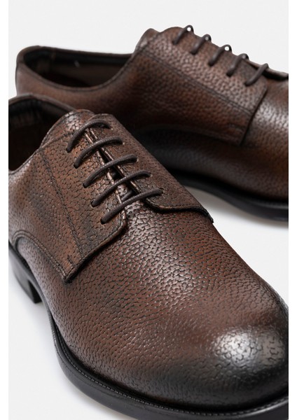 Ayakkabı %100 El Işçiliği Antik Kahve Dokulu Deri Kaymaz Taban Klasik Erkek Ayakkabı fırsatları